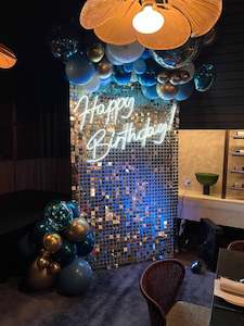 White gold shimmer wall panel and neon package #2