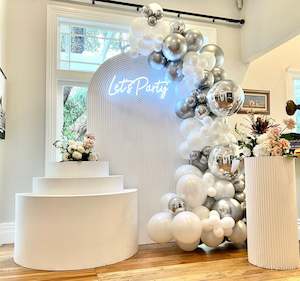 Ripple backdrop and dessert table set - add balloons