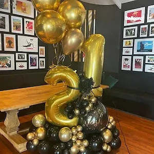 21st Marquee balloon stand black and gold