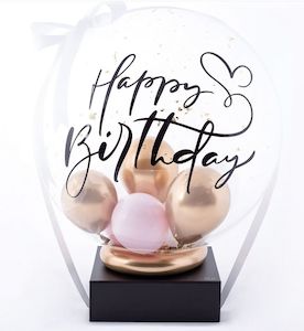 80th Birthday Display: Happy Birthday Balloon pink