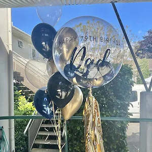 Helium Balloons: Clear bubble balloon personalised bouquet #2