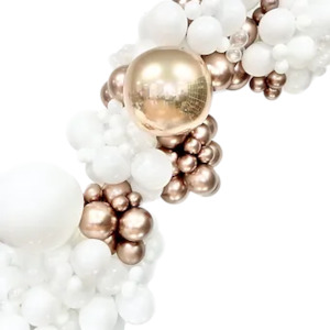 White and rose gold balloon arch - balloon garland inflated 3-4m