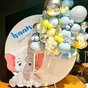 1st Birthday Packages 1: Elephant baby blue backdrop