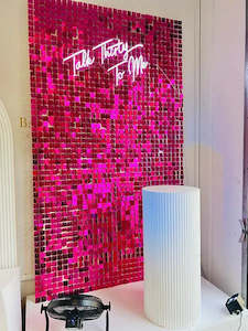 Shimmer Walls: Hot Pink Shimmer wall and neon signage