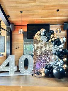 Rose gold Shimmer Wall and light up numbers