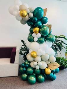 Top Selling: Grab and go white and forest green balloons garland deluxe chic