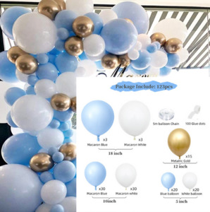Products: Blue Ocean Themed Bithday/Wedding Party Balloon Combination Set-Gold&Blue 121pcs Balloon Party Box