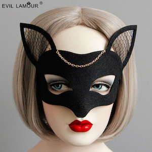 Halloween Fancy Fox Design Black Eye Mask Balloon Party Box