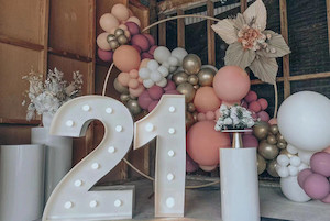 Party Hire Set- 0-5 LED Number Lamp Birthday/Wedding Props Balloon Party Box