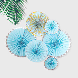 Products: Round Folding Fan Party Decorations 6 Pcs Set (Blue) Balloon Party Box
