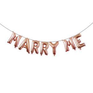 Products: 16 inch Rose Gold MARRY ME Foil Balloons Banner Balloon Party Box