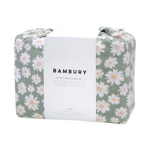 Sheets: Daisy Flannelette Sheet Set - Sage