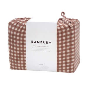 Sheets: Gingham Flannelette Sheet Set - Clove