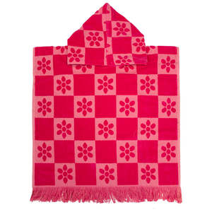 Kids Ponchos: Daisy Check Kids Poncho - Pink