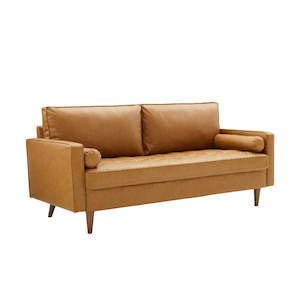 Sofas: Indigo | 3 Seater Sofa with Vegan Tan Leather