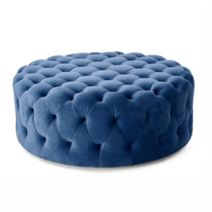 Ottomans: Willow | Round Ottoman Footstool with Tufted Cushions