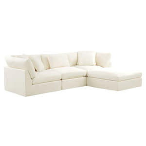 3 Seater Sofas: Bayside | Linen Feather Modular Couch 3 Pcs plus Ottoman