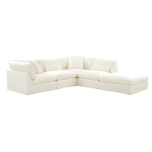 Bayside Sofa: Bayside | Linen Feather Modular Couch 4 Pcs plus Ottoman