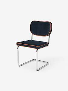 Dining Chairs: Rafael Dining Chair in Dark Blue with Cinnamon Piping