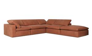Custom Sofas: Cloud Classic Leather | 5-Piece Modular Sofa (Includes Ottoman)