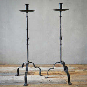 Products: Pair of Large Italian Wrought-Iron Candlesticks