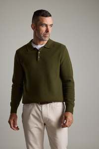 Mens Knitwear: Ainsley Woollen Long Sleeve Polo