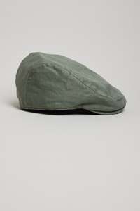 Mens Accessories: Clinton Linen Twill Flat Cap