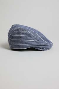 Barry Seersucker Stripe Flat Cap