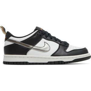 7y: Nike Dunk Low Black White Metallic (GS)
