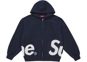 Supreme Big Logo Zip Up Hooded Sweatshirt Navy