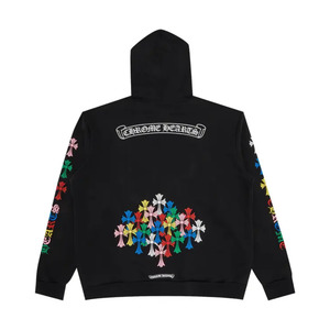 Hoodies: Chrome Hearts Multi Color Cross Hoodie Black