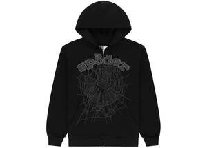 Sp5der: Sp5der OG Web V2 Rhinestone Zip Up Black