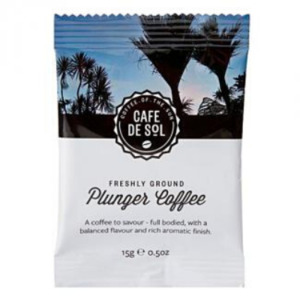 Products: Cafe de Sol Special Blend Plunger Coffee Packs, 15gm - Basepoint Trade Supplies Depot