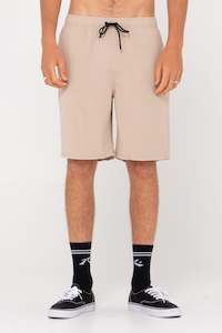 Shorts Mens: RUSTY Overtone Linen Elastic Short Light Khaki