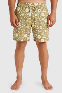 Boardshorts Mens: RVCA Wildflower Elastic Shorts Moss
