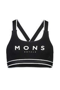 MONS ROYALE Womens Stella X Back Bra Logo Black