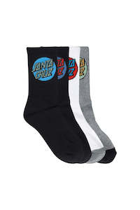 Socks: SANTA CRUZ Other Dot Crew Sock 4Pack 2-8 Black White Grey Marle