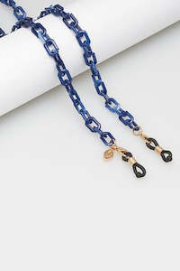 EYE ACCESSORIES Square Link Necklace Blue