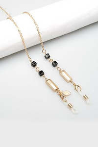 EYE ACCESSORIES Gold Chain Black White Beads