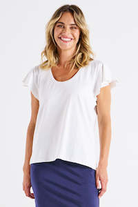 Betty Basics: BETTY BASICS Magnolia Frill Sleeve Top White