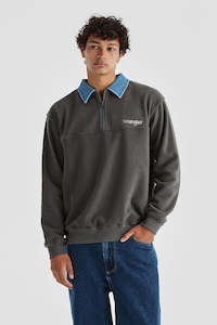 Crews Mens: WRANGLER Collar Polar Sweat Slate Blue