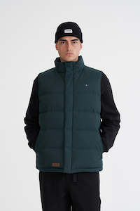 HUFFER Mens Classic Down Vest Herringbone Forest