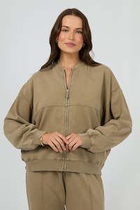 Crews Womens: SILENT THEORY Nara Fleece Bomber Olive