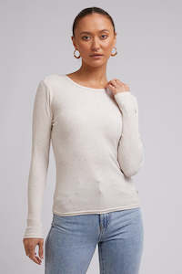 Tees Long Sleeve Womens: SILENT THEORY Rib Ls Tee Oat