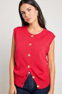 STORIES BE TOLD Trait Knitted Vest Top Cherry
