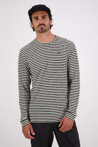 Mens Mons Royale Merino: MONS ROYALE Mens Icon Classic LS Logo Invert MR Stripe