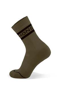 Socks: MONS ROYALE Unisex Signature Merino Crew Sock Band Dark Olive