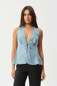 AFENDS Delia Cupro Top Ether Blue
