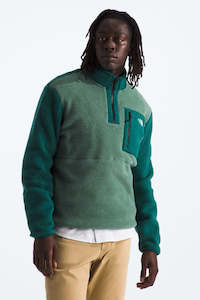 THE NORTH FACE Mens Yumiori 1 4 Zip Fleece Duck Green Nori Tnf Black
