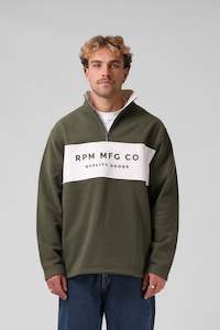 RPM 90S 1 4 Zip Sweater Olive White